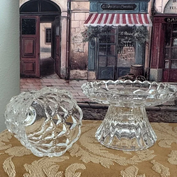 PartyLite P9246 Quilted Crystal Pair Pedestal Candle Holders - Picture 2 of 12